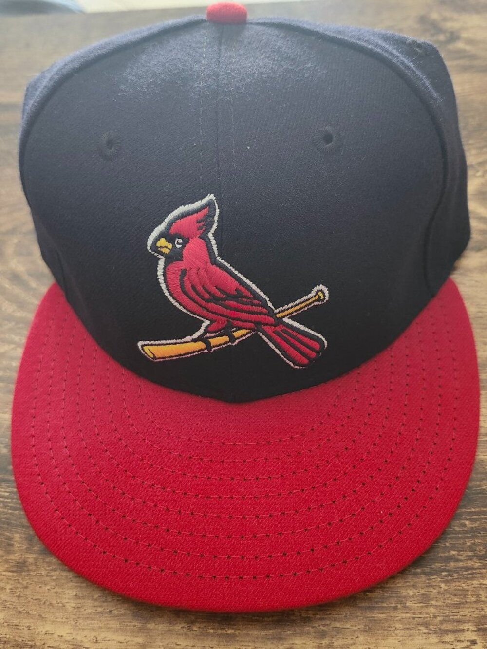 New Era 59FIFTY St. Louis Cardinals MLB Fitted Baseball Hat Navy Red Size 7 USED